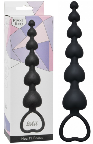 Силиконовая анальная цепочка Hearts Beads Black