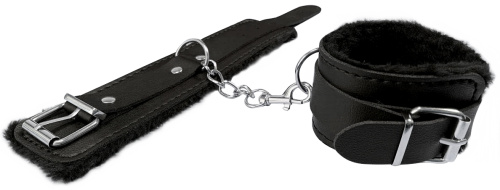 Маленькие черные наручники с мехом фото 2