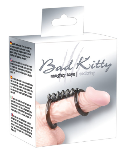 Кольцо для пениса Bad Kitty черное фото 5
