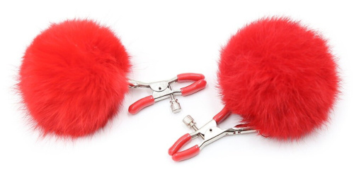 Зажимы на соски с красными помпонами фото 2