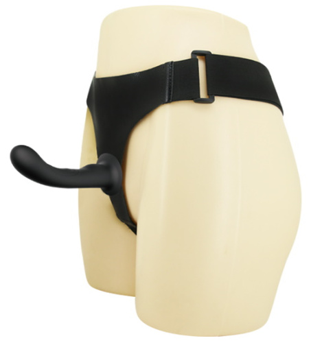 Изогнутый страпон черного цвета на трусиках Passionate Harness 16 см фото 2