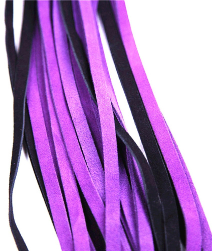 Черно-фиолетовая плеть из натуральной замши 70 см фото 5