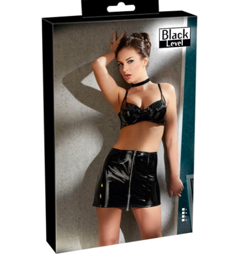 Виниловая юбка на молнии Black Level M фото 4