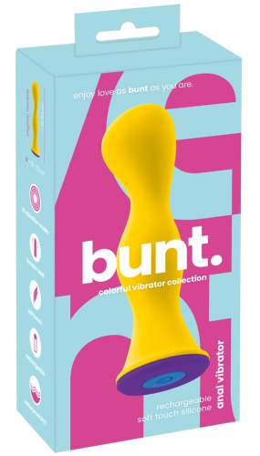 Мощный анальный вибратор Bunt 13 см желтый фото 11