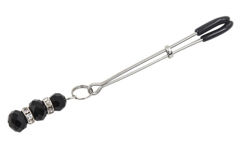 Серебристые зажимы для сосков с бусинами фото 2