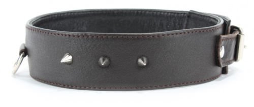 Коричневый ошейник с маленькими шипами XL фото 3