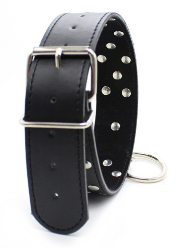 Ошейник с металлическими заклепками и поводком фото 5