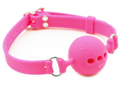 Дышащий кляп-шар из силикона Pink S фото 2