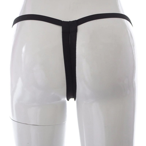 Черный страпон на серебристых трусиках 12 см фото 3