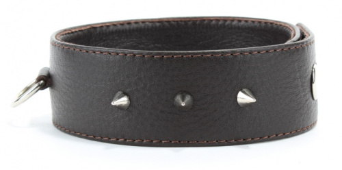 Коричневый ошейник с маленькими шипами фото 3