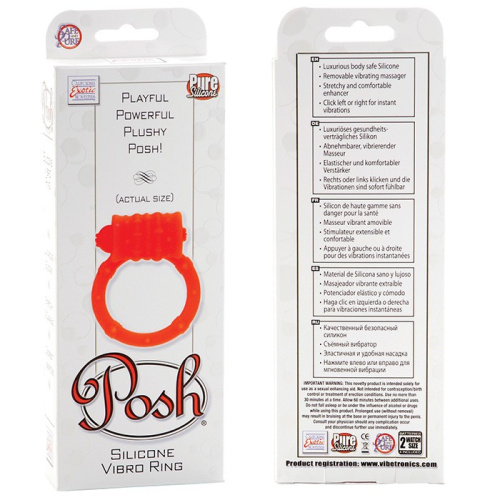 Стимулирующее кольцо с вибро-моторчиком апельсиновое Posh фото 5
