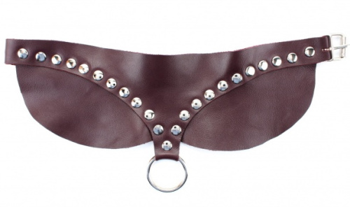 Широкий бордовый ошейник с заклепками фото 2