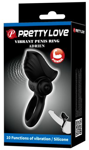 Эрекционное виброкольцо Pretty Love Vibrant Penis Ring Adrien черное фото 11