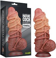 Реалистичный фаллоимитатор с мошонкой и рельефом из веревок Lovetoy Silicone Cock with Rope 24 см