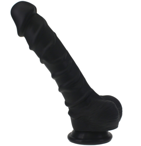 Рельефный фаллоимитатор черного цвета X-Men 22 см фото 2