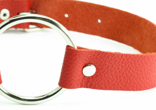 Кляп с кольцом из красной кожи фото 2