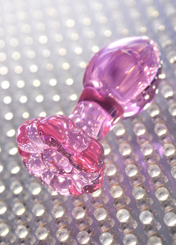 Стеклянная анальная втулка Sexus Glass роза 13 см фото 6