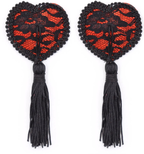 Красно-черные пэстисы-сердечки с кисточками