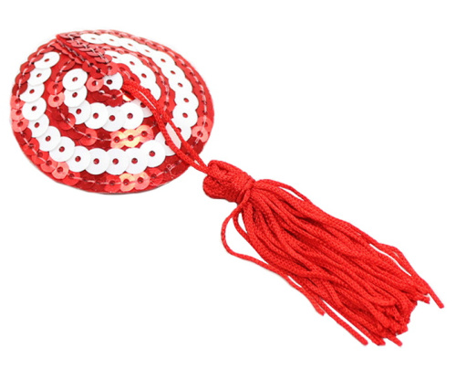 Пэстисы для груди красно-белые с пайетками фото 3