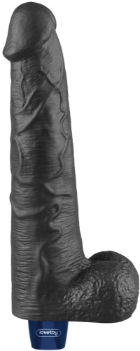 Классический черный вибратор с мошонкой Real Softee 27 см фото 2