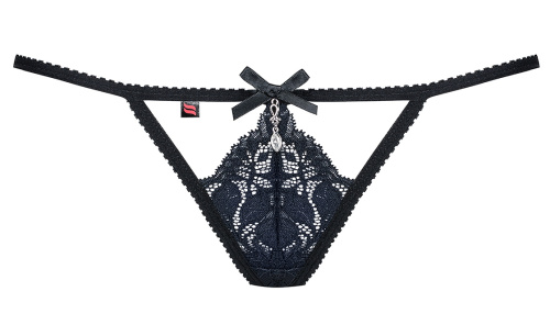Игривые кружевные темно-синие стринги L/XL фото 3