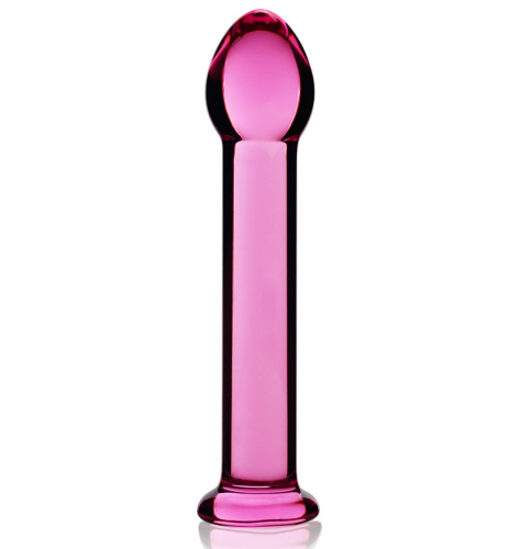 Гладкий розовый фаллоимитатор из стекла 17 см фото 2