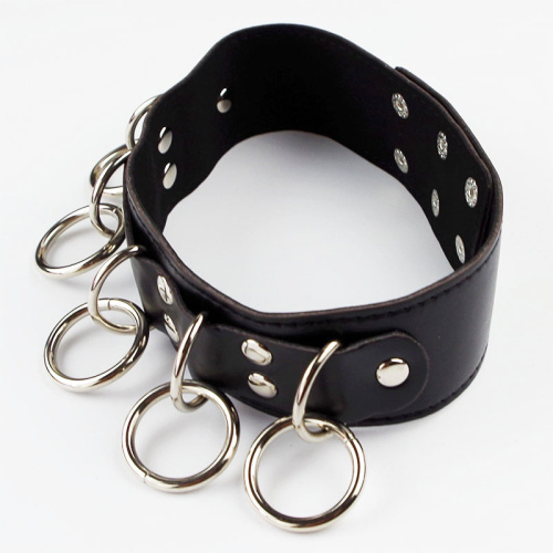 Ошейник БДСМ с металлическими кольцами фото 2