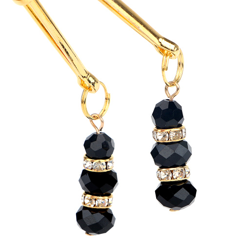 Золотистые зажимы для сосков с бусинами фото 5