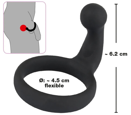 Эрекционное кольцо Black Velvets со стимулятором промежности фото 5