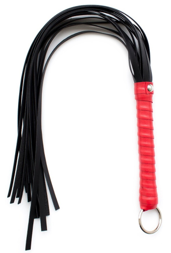 Черная плеть из натуральной кожи с красной рукоятью 65 см фото 2