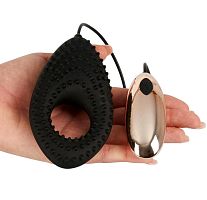 Эрекционное черное виброкольцо Couple's Cushion 3 в 1 с выносным пультом управления