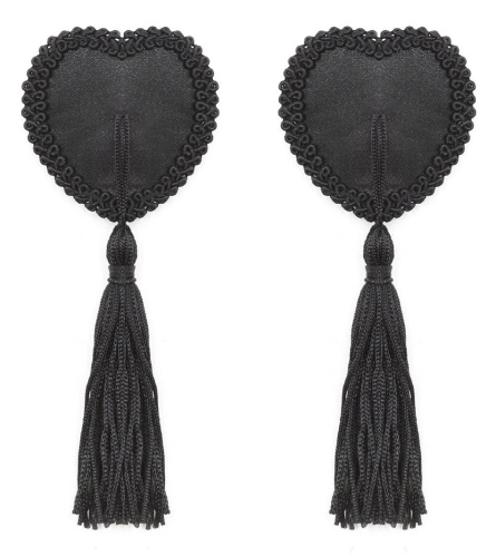 Атласные черные пэстисы-сердечки фото 2