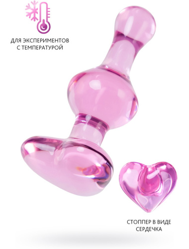 Cтеклянная анальная втулка Sexus Glass розового цвета 10 см фото 2