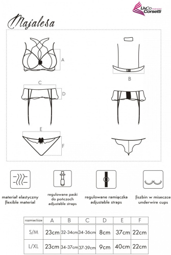 Сексуальный кружевной комплект с поясом для чулок Majalesa S/M фото 6