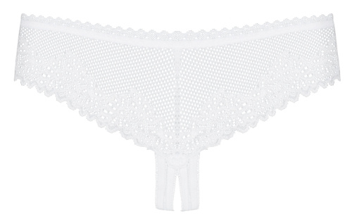 Белые трусики-стринги с открытой промежностью Alabastra S/M фото 5