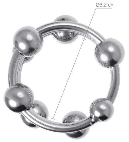 Металлическое кольцо с подвижными бусинами под головку пениса Metal by Toyfa фото 5