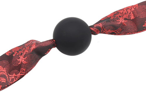 Черный силиконовый кляп-шар на ленте фото 4