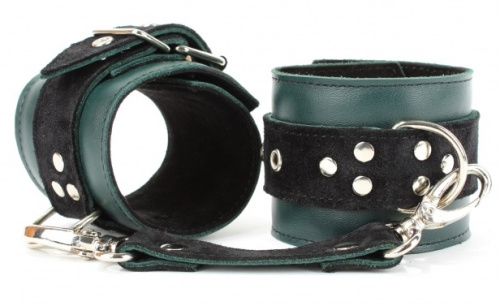 Наручники из натуральной кожи изумруд фото 2
