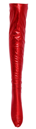 Красные сексуальные глянцевые чулки фото 3