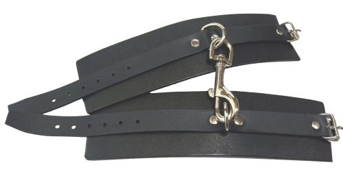 Черные наручники Hand Made из натуральной кожи фото 2