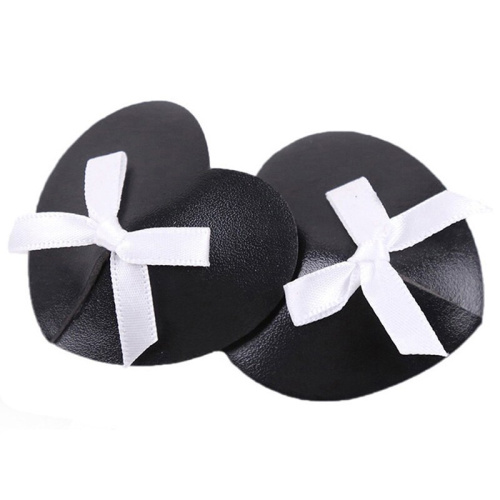 Черные пэстисы-сердечки с белыми бантиками фото 4