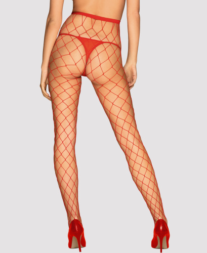 Сексуальные красные колготки в крупную сетку S/L фото 2