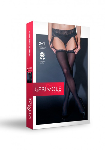 Чулки 40 den с черным кружевным поясом S/M фото 3