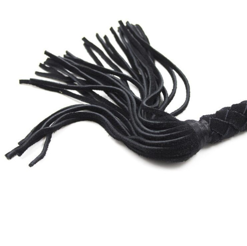 Черный кнут из натуральной замши 120 см фото 4