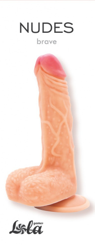 Фаллоимитатор с рельефным стволом и мошонкой Nudes Brave 18 см фото 2