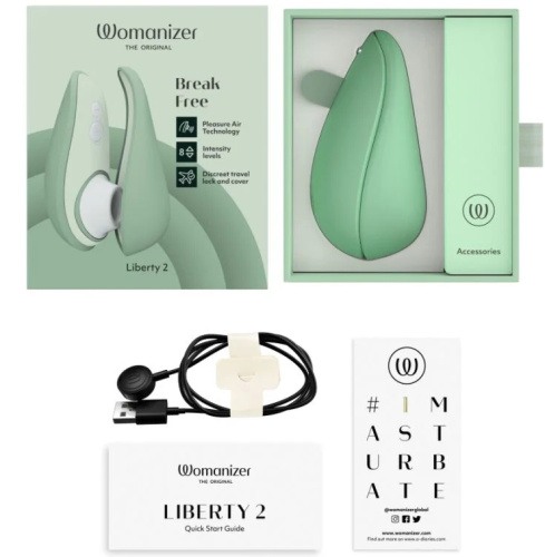 Бесконтактный вакуумно-волновой стимулятор клитора Womanizer Liberty 2 мятный фото 10
