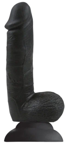 Черный фаллоимитатор с выпуклыми венками Colours Softies Dildo 18 см фото 2