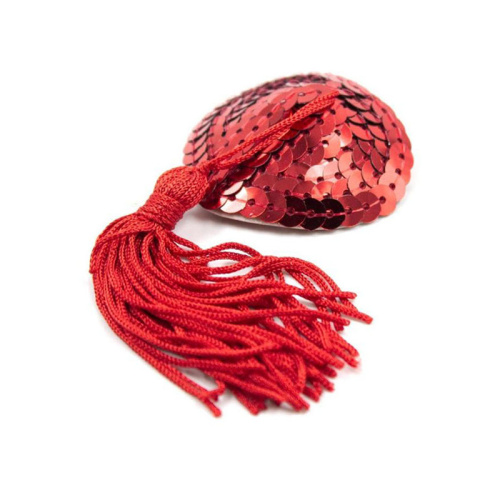 Красные пэстисы-сердечки с пайетками фото 3