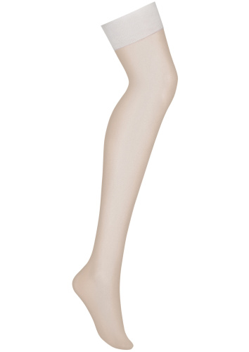Классические чулки на резинке цвета экрю S/M фото 3