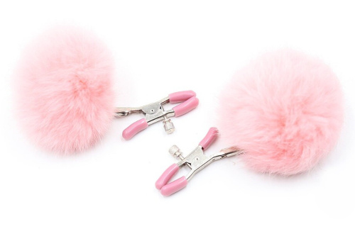 Зажимы на соски с розовыми помпонами фото 2